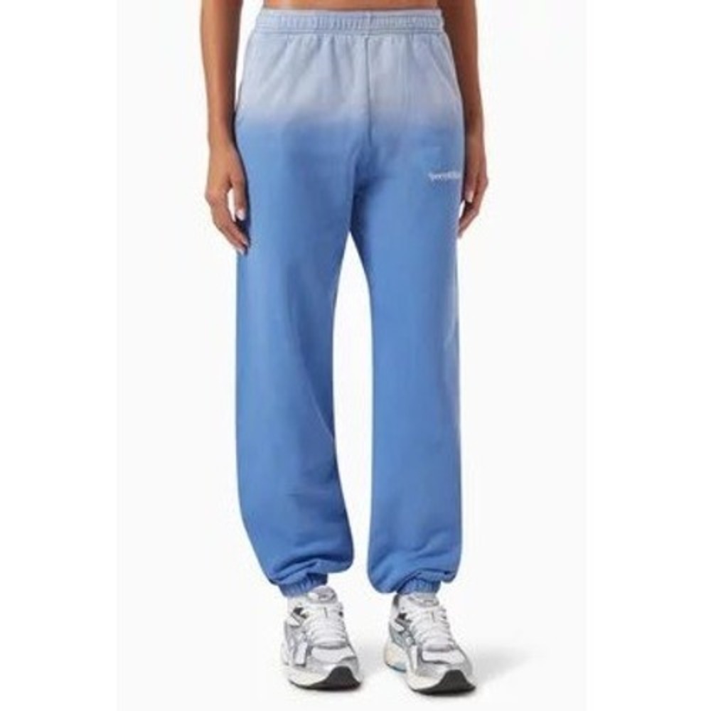 Sporty & Rich Sweatpants Women Small Blue Logo Dip Dye Ombre Joggers Streetwear